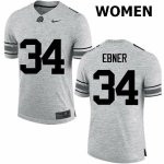 Women's Ohio State Buckeyes #34 Nate Ebner Gray Nike NCAA College Football Jersey New Year QRH8844VZ